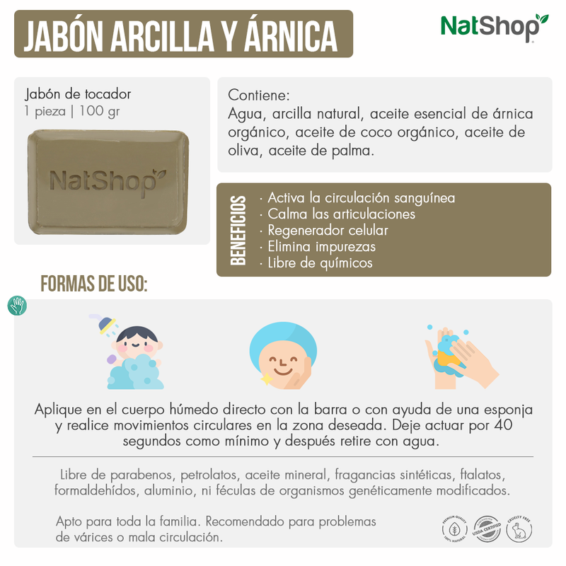 Jabón de arcilla y árnica - 1 pieza