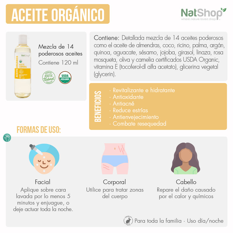 Aceite orgánico 120ml