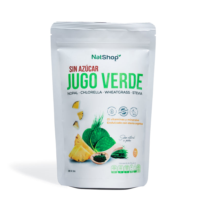Jugo verde 100% Natural sin azúcar - Sabor a piña 200g