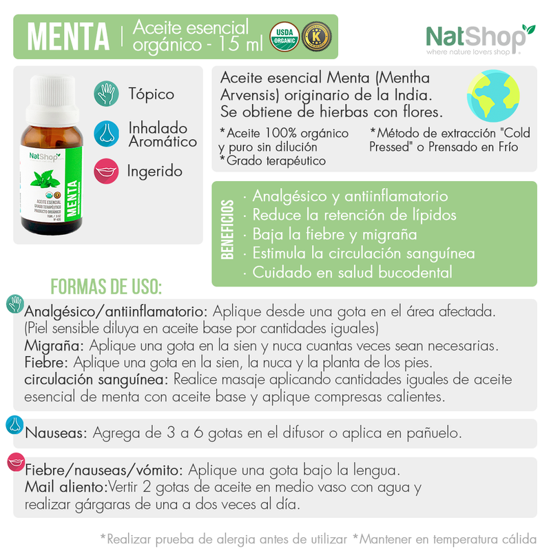 Muestra Aceite Esencial Menta (5 pzs) - 2ml