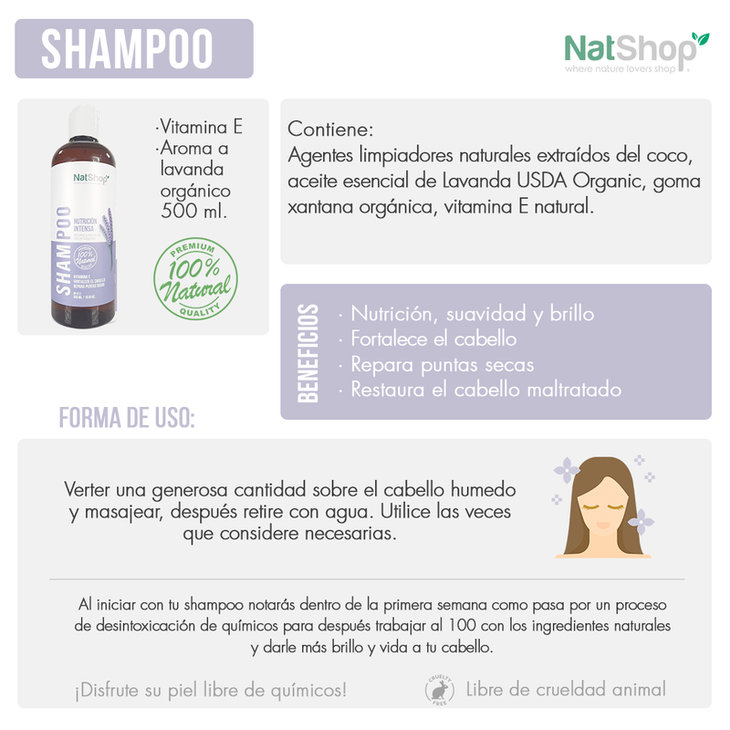 Muestra Shampoo lavanda  (5 pzs) - 50ml