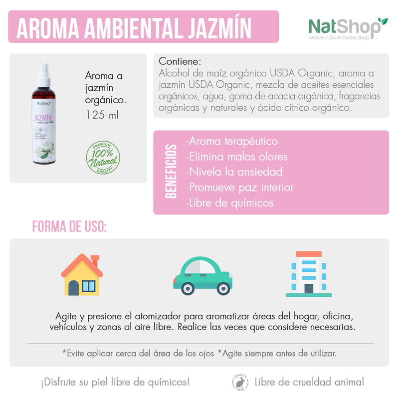 Aromatizante de Jazmín Orgánica - 125ml
