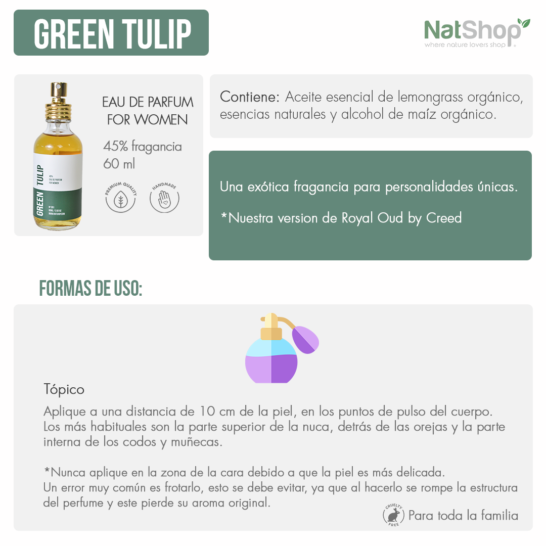 Green tulip (dama) con aceite esencial de lemongrass