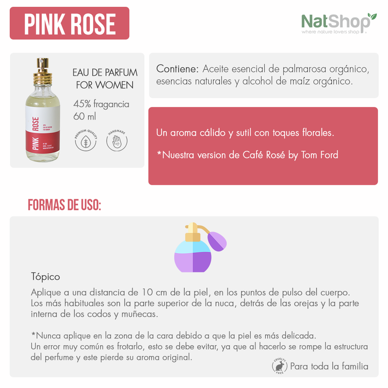 Pink rose (dama) con aceite esencial de palmarosa