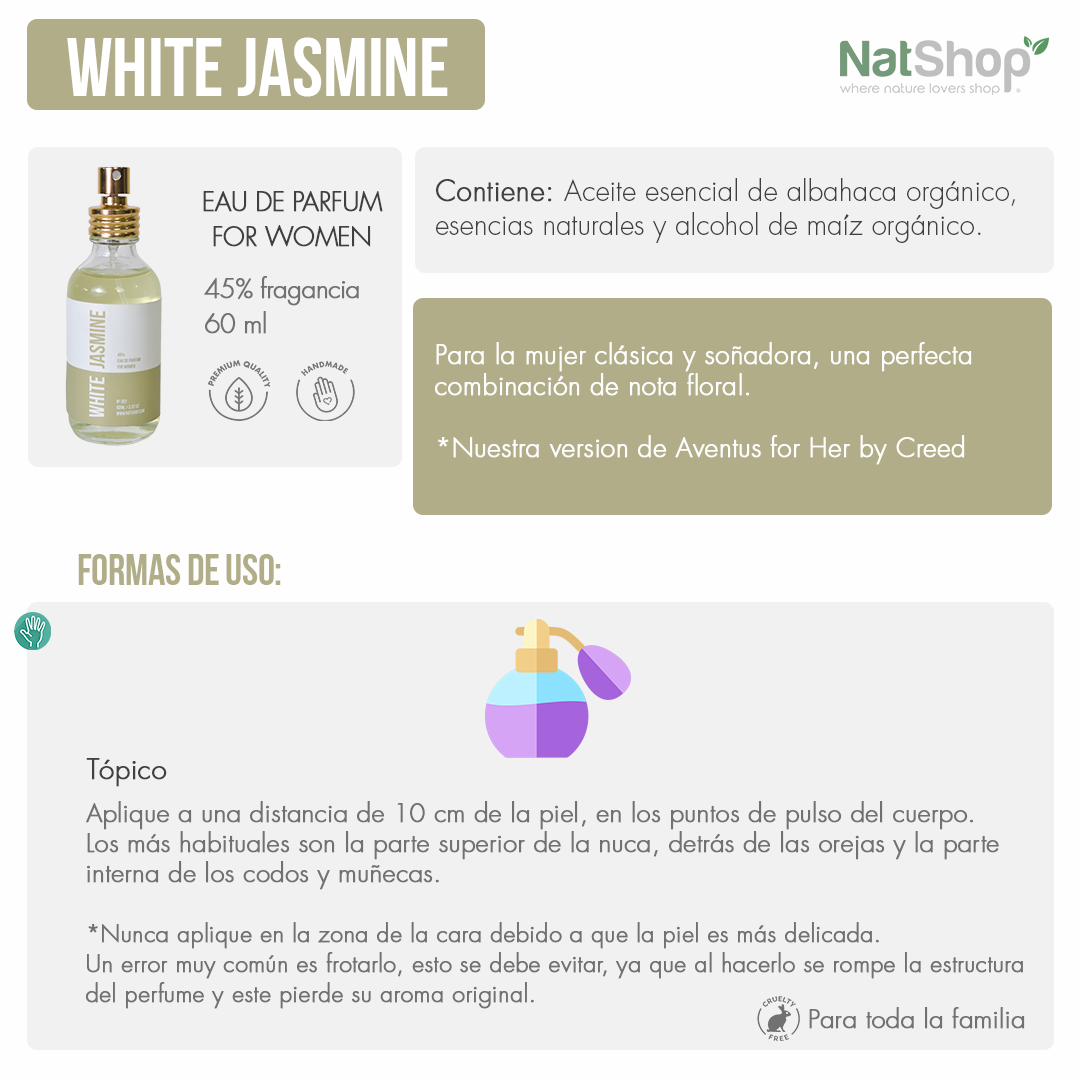 White jasmine (dama) con aceite esencial de albahaca