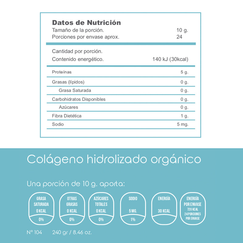 Colágeno hidrolizado  240g - Sin sabor