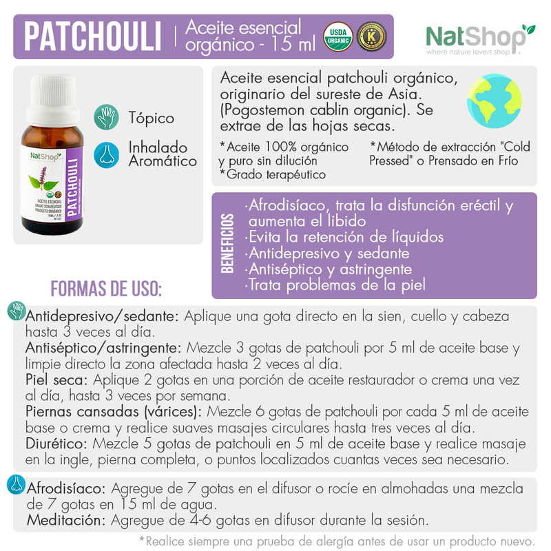 Patchouli Orgánico 15ml