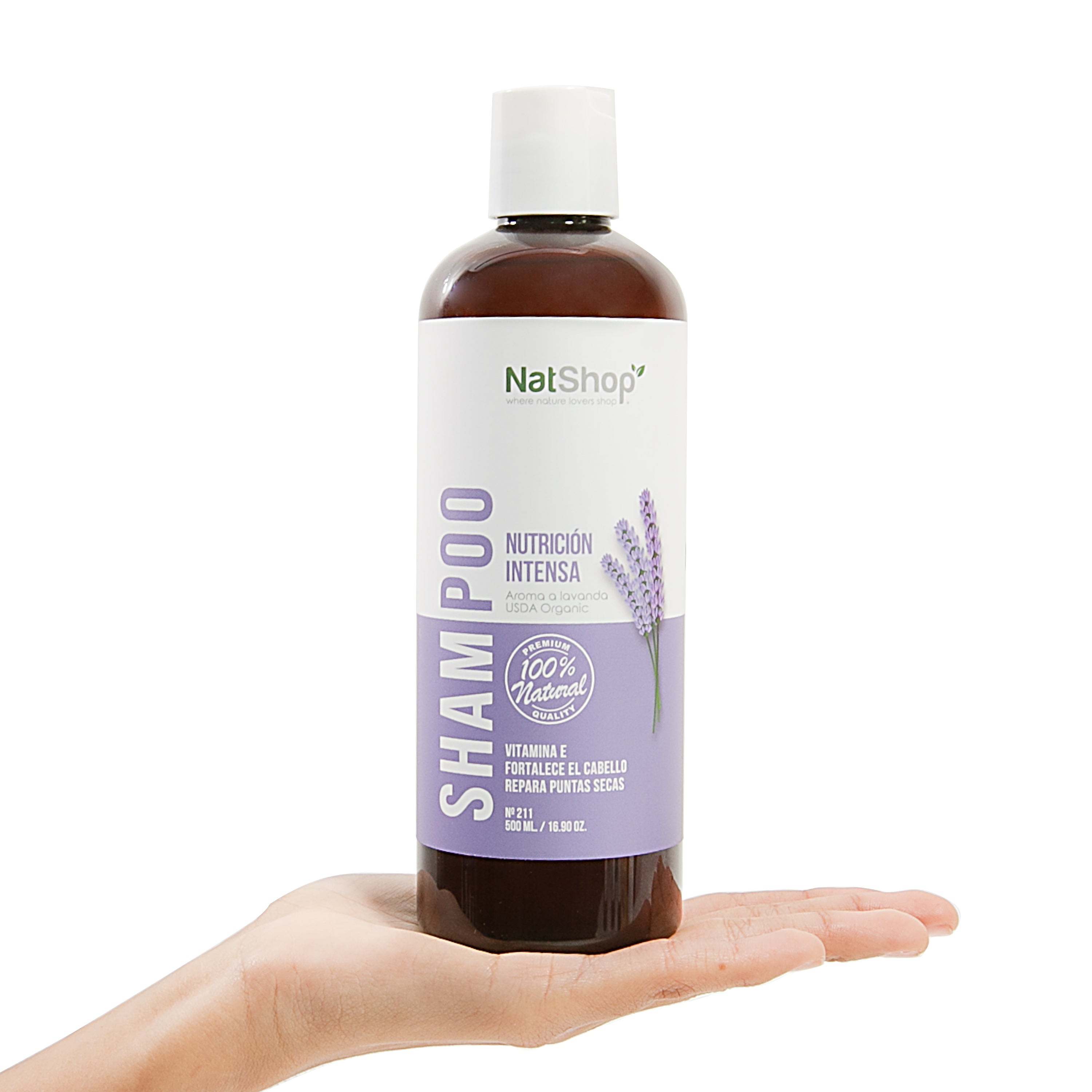 Shampoo natural - Lavanda orgánica y vitamina E - 500ml